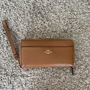 Coach Tan Leather Zip Wristlet